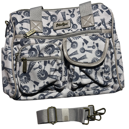 Cotton Road Handbag: BEIGE Canvas Handbag with BLUE WINDMILLS SET