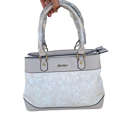 Cotton Road Handbag: BEIGE FLORAL PU Leather Handbag