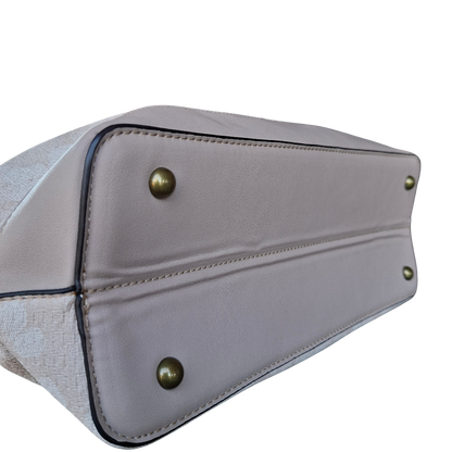 Cotton Road Handbag: BEIGE FLORAL PU Leather Handbag  BOTTOM