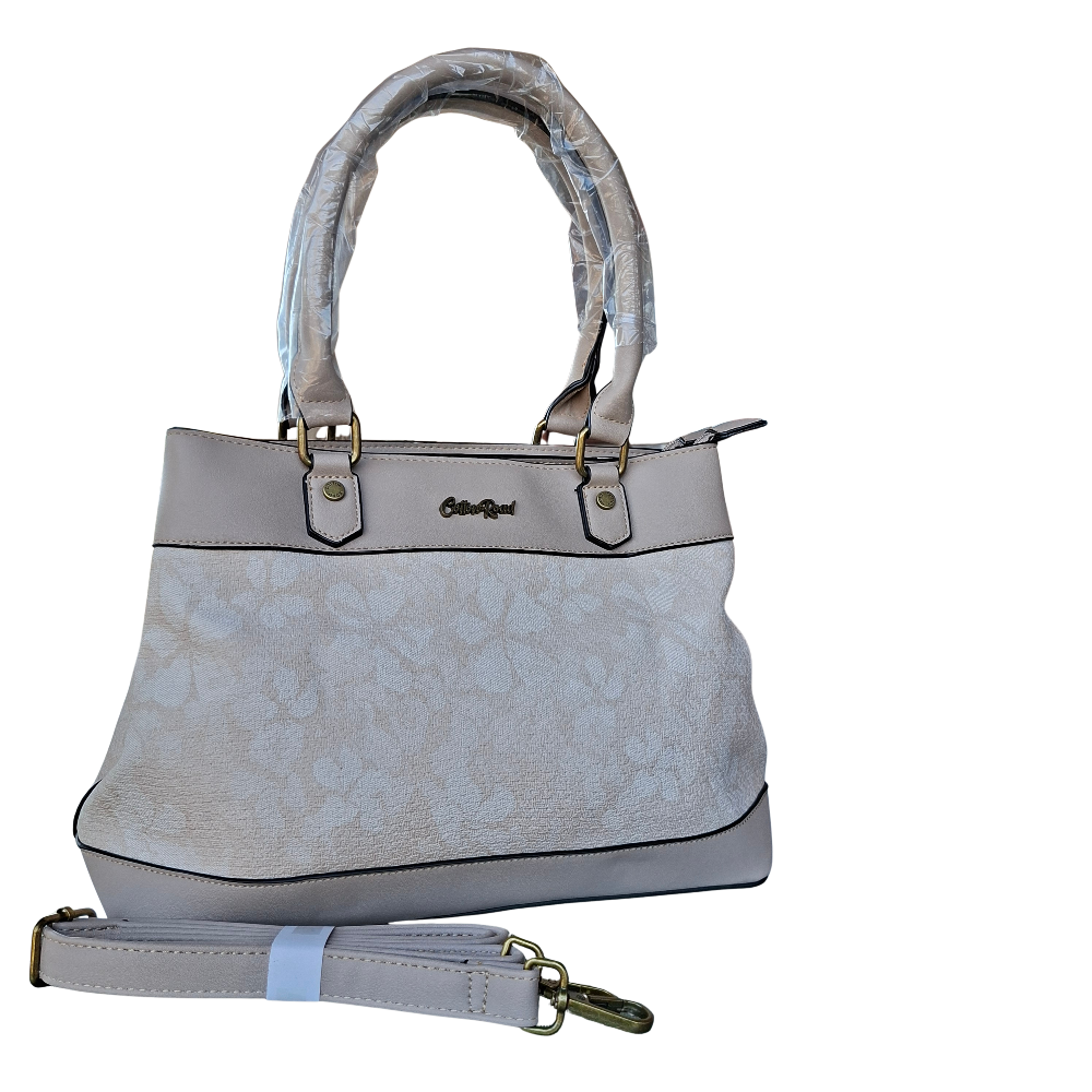 Cotton Road Handbag: BEIGE FLORAL PU Leather Handbag SET