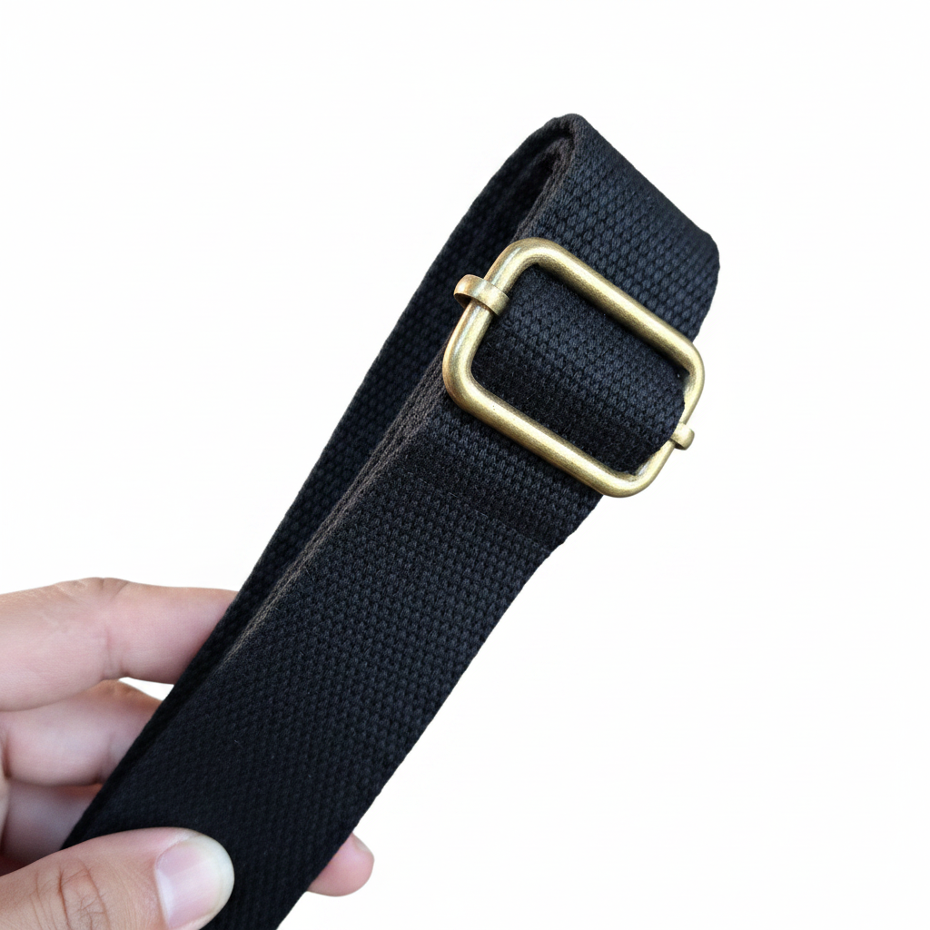 Cotton Road Handbag: BLACK Canvas & PU Leather Multi-pocket Shoulder Bag strap