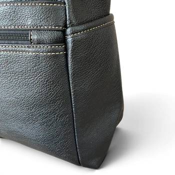 Cotton Road Handbag: BLACK PU Leather Bag with TWIN Handles and ADJUSTABLE strap CORNER