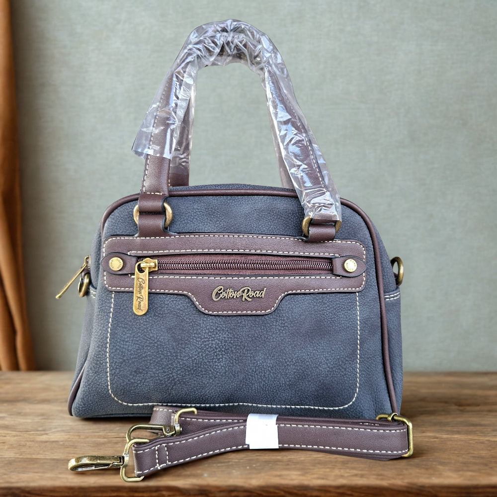 Cotton Road Handbag: BLACK PU Leather Vintage Bag for Women