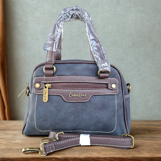 Cotton Road Handbag: BLACK PU Leather Vintage Bag for Women