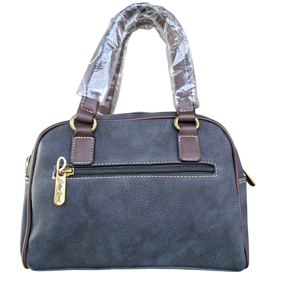 Cotton Road Handbag: BLACK PU Leather Vintage Bag for Women BACK