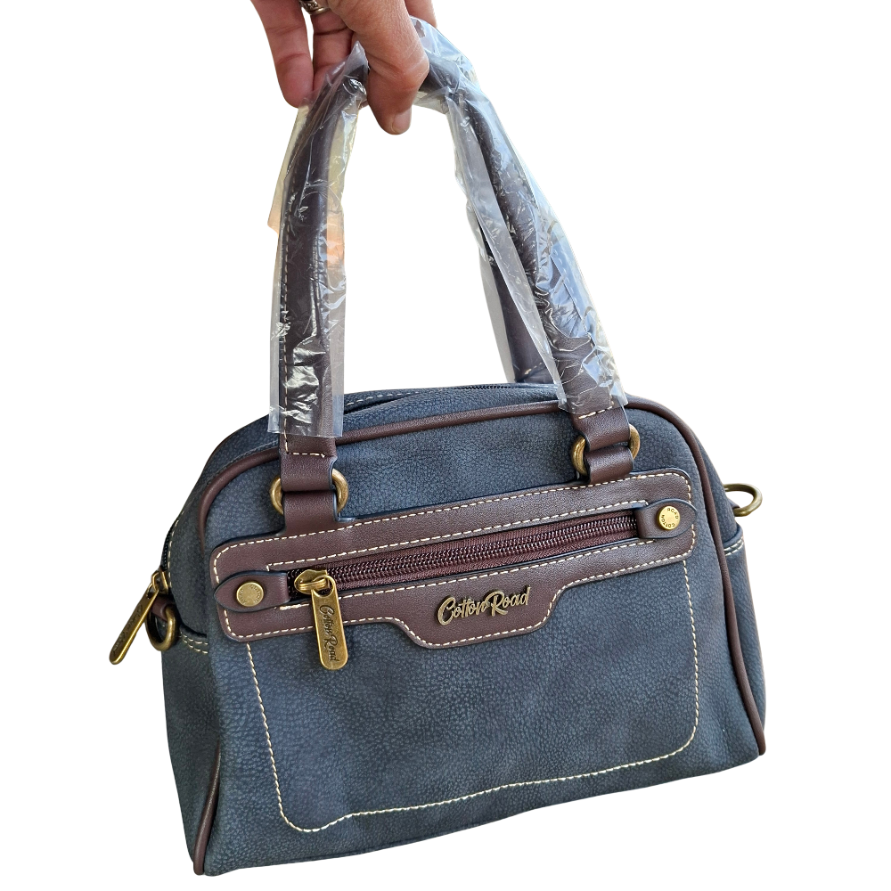 Cotton Road Handbag: BLACK PU Leather Vintage Bag for Women IN HAND