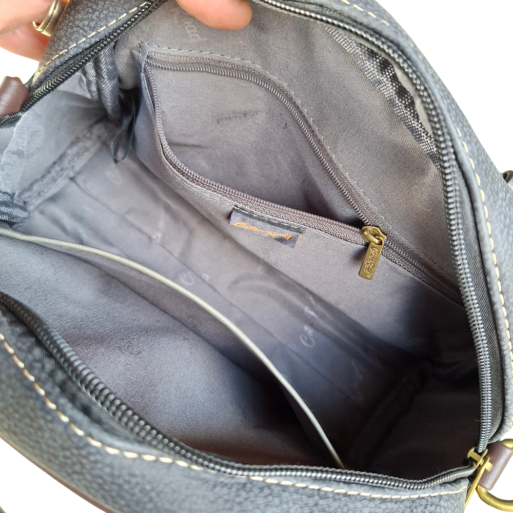 Cotton Road Handbag: BLACK PU Leather Vintage Bag for Women OPEN