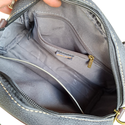 Cotton Road Handbag: BLACK PU Leather Vintage Bag for Women OPEN