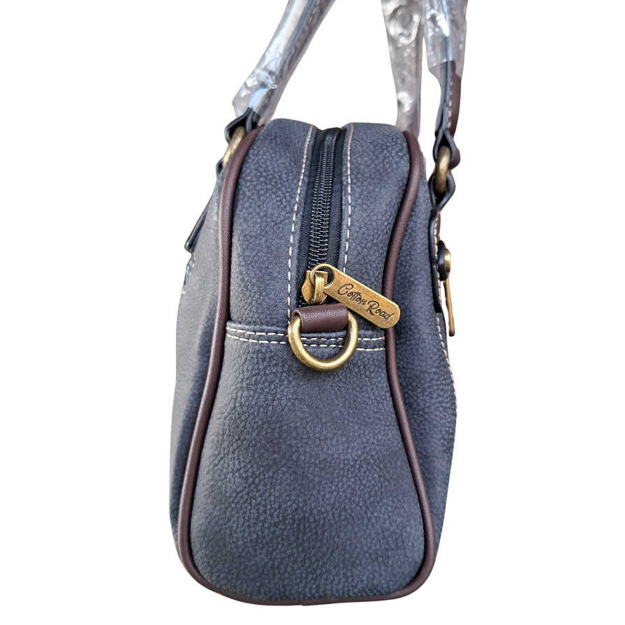 Cotton Road Handbag: BLACK PU Leather Vintage Bag for Women SIDE