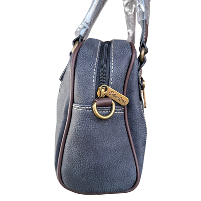Cotton Road Handbag: BLACK PU Leather Vintage Bag for Women SIDE