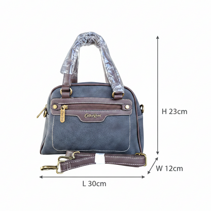 Cotton Road Handbag: BLACK PU Leather Vintage Bag for Women SIZE