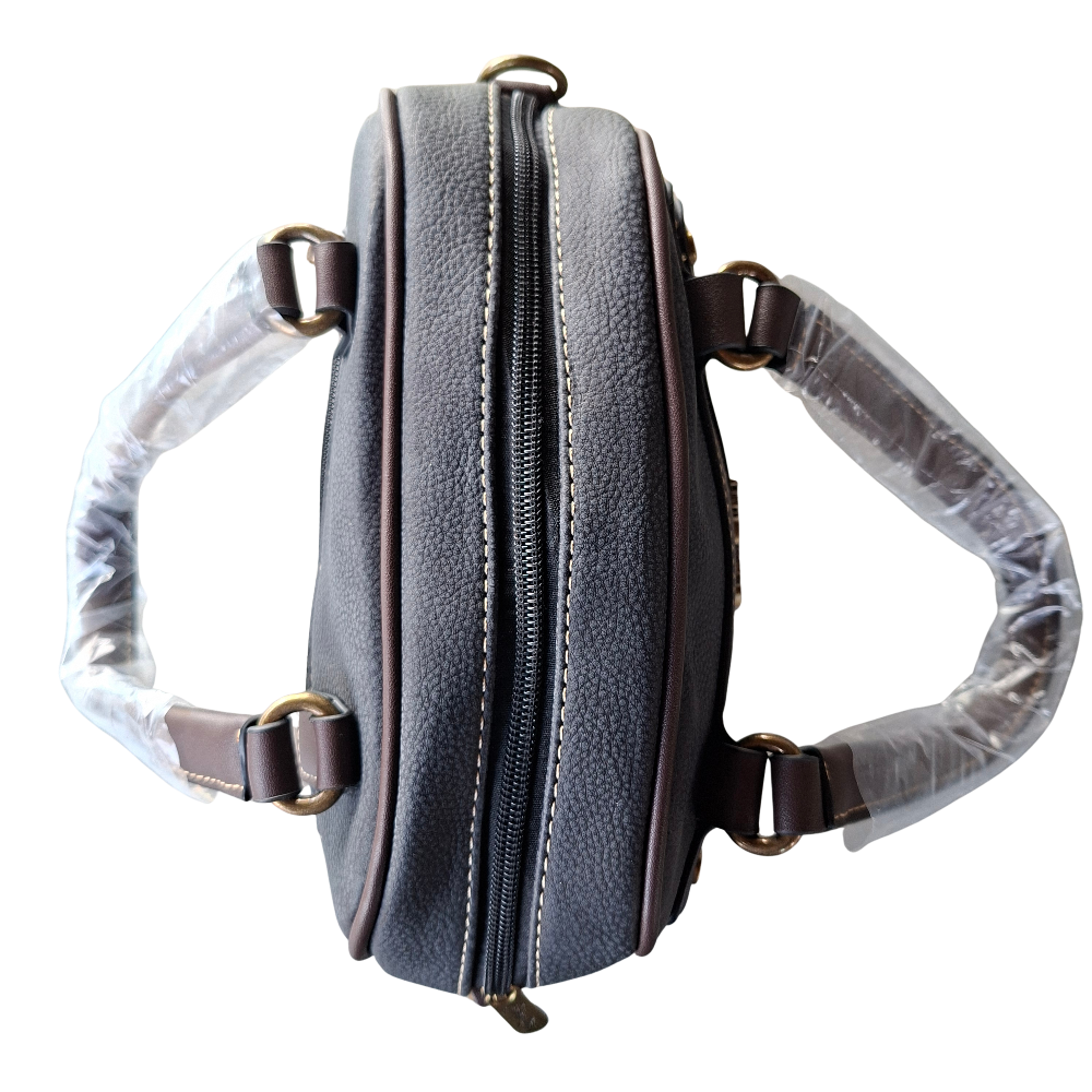 Cotton Road Handbag: BLACK PU Leather Vintage Bag for Women TOP ZIP