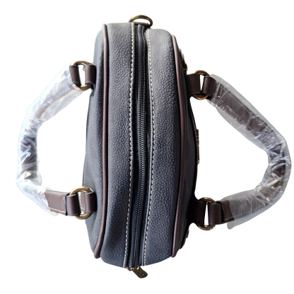 Cotton Road Handbag: BLACK PU Leather Vintage Bag for Women TOP ZIP