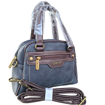 Cotton Road Handbag: BLACK PU Leather Vintage Bag for Women WITH SLING