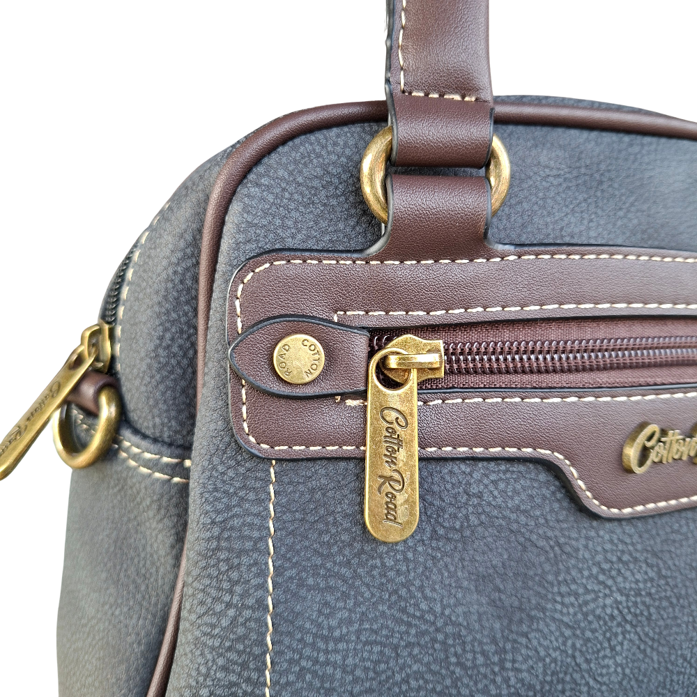 Cotton Road Handbag: BLACK PU Leather Vintage Bag for Women ZOOM