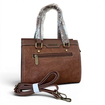 Cotton Road Handbag: BROWN PU Leather Embossed SET VIEW