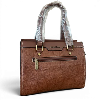 Cotton Road Handbag: BROWN PU Leather Embossed VIEW