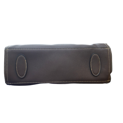 Cotton Road Handbag: Classic-Style COFFEE BROWN PU Leather with Embossed Pattern BOTTOM VIEW