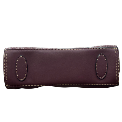 Cotton Road Handbag: Classic Style Red PU Leather with Embossed pattern BOTTOM VIEW