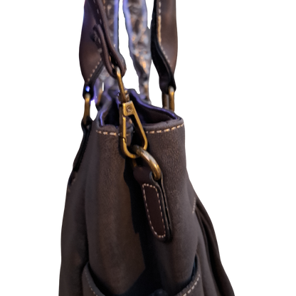 Cotton Road Handbag: DARK COFFEE BROWN Soft PU Leather Double Compartment bag ADJUSTABLE STRAP ATTACHMENT 