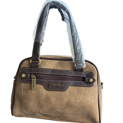 Cotton Road Handbag: KHAKI BROWN PU Leather Vintage Bag for Women