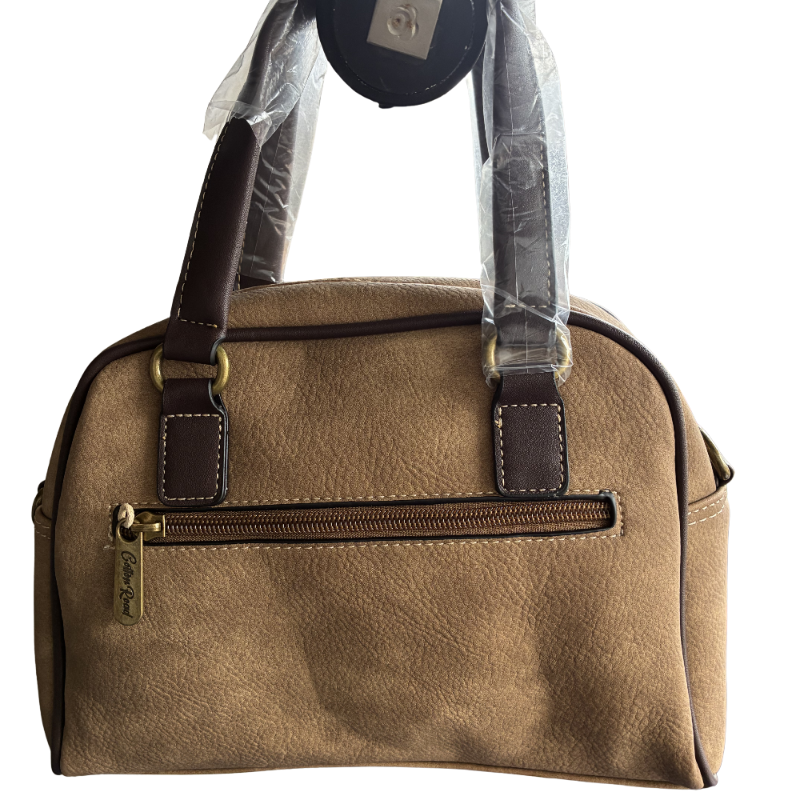 Cotton Road Handbag: KHAKI BROWN PU Leather Vintage Bag for Women BACK