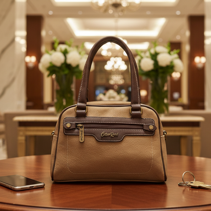 Cotton Road Handbag: KHAKI BROWN PU Leather Vintage Bag for Women LIFESTYLE