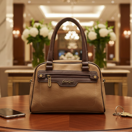 Cotton Road Handbag: KHAKI BROWN PU Leather Vintage Bag for Women LIFESTYLE