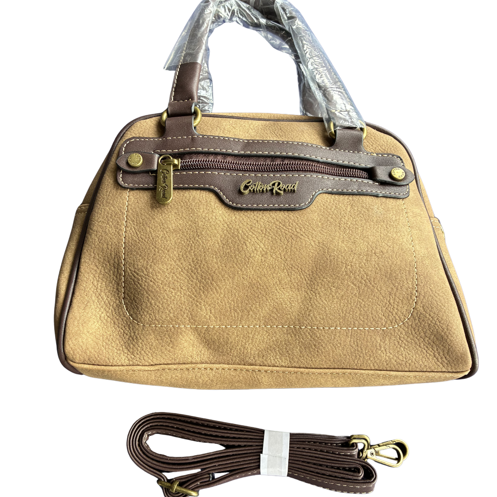 Cotton Road Handbag: KHAKI BROWN PU Leather Vintage Bag for Women SET