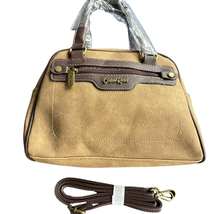 Cotton Road Handbag: KHAKI BROWN PU Leather Vintage Bag for Women SET