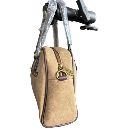 Cotton Road Handbag: KHAKI BROWN PU Leather Vintage Bag for Women SIDE