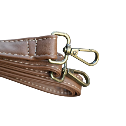 Cotton Road Handbag: KHAKI BROWN Soft PU Leather Double Compartment bag STRAP ATTACHMENTS