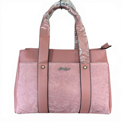 Cotton Road Handbag: PINK PU Leather HANDBAG with LEAF Design ONLY