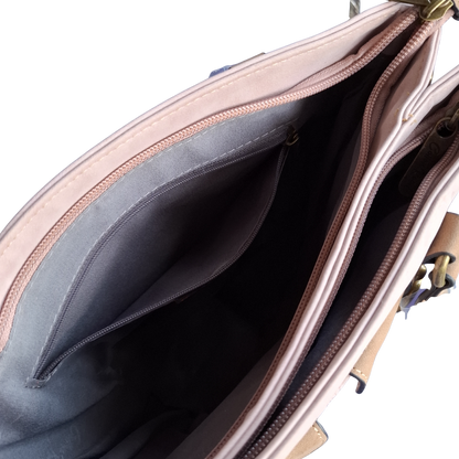 Cotton Road Handbag: PINK PU Leather with Embossed Pattern INNER