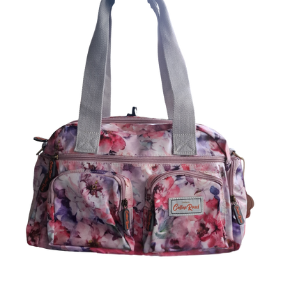 Cotton Road Handbag: PINK PVC Handbag with FLORAL PRINT