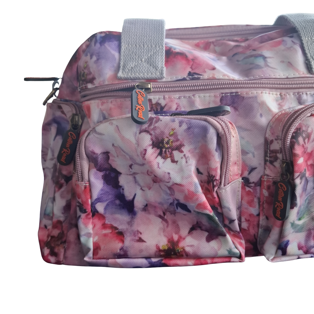Cotton Road Handbag: PINK PVC Handbag with FLORAL PRINT VIEW SET NEAR