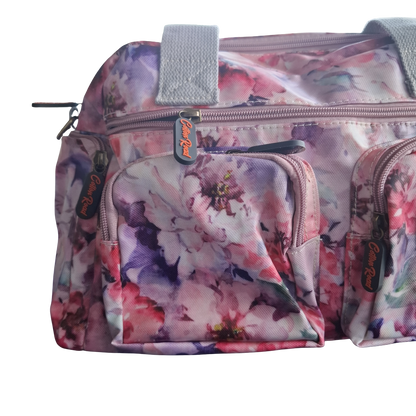 Cotton Road Handbag: PINK PVC Handbag with FLORAL PRINT VIEW SET NEAR