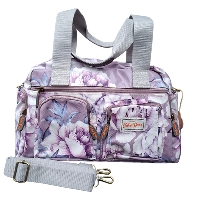 Cotton Road Handbag: PURPLE PVC with FLORAL Print SET