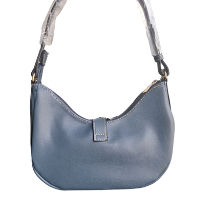 Cotton Road Handbag: Small BLUE Floral PU Leather with Adjustable strap BACK