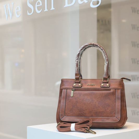 Cotton Road Handbag: Stylish Brown PU Leather