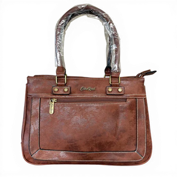 Cotton Road Handbag: Stylish Brown PU Leather back