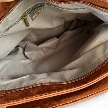 Cotton Road Handbag: Stylish Brown PU Leather open