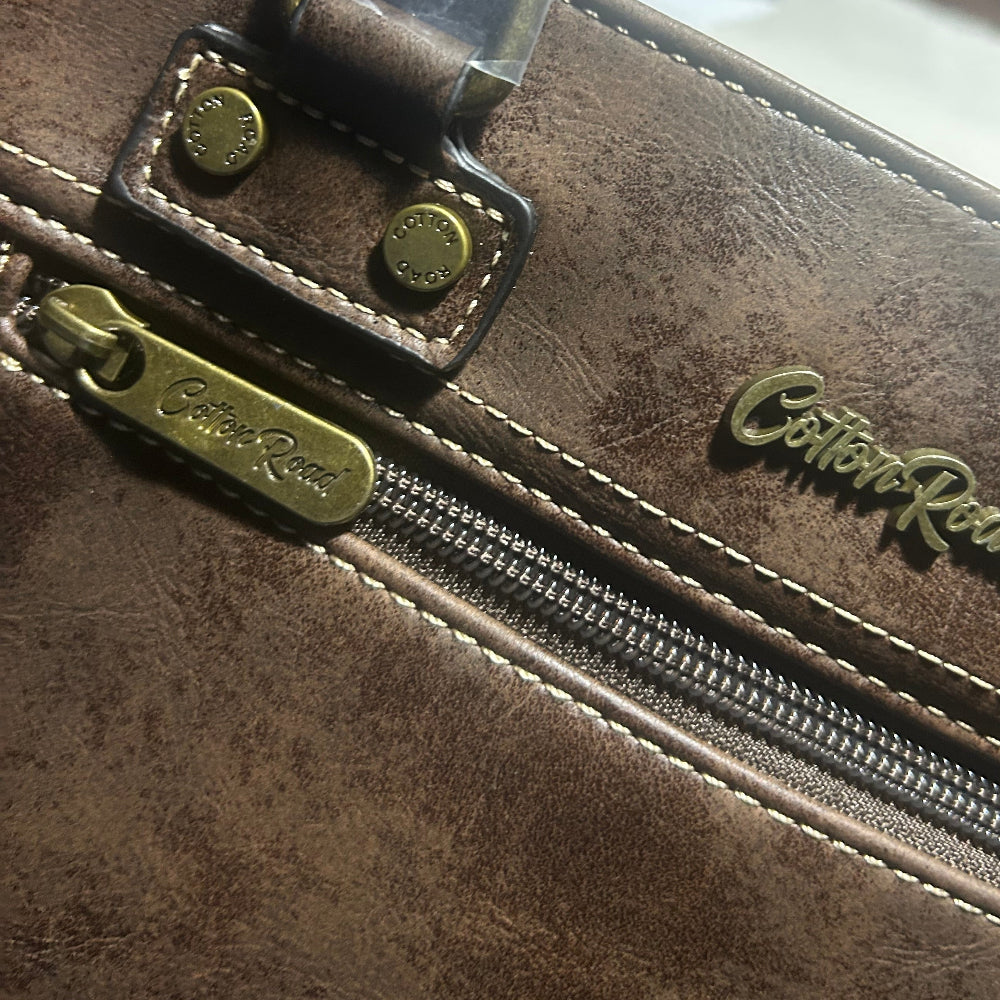 Cotton Road Handbag: Stylish COFFEE Brown PU Leather Bag DETAIL