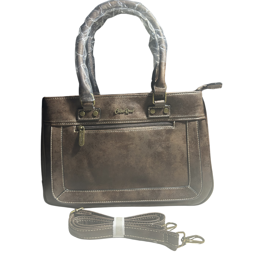 Cotton Road Handbag: Stylish COFFEE Brown PU Leather Bag FRONT