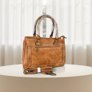 Cotton Road Handbag: Stylish KHAKI Brown PU Leather