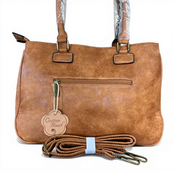 Cotton Road Handbag: Stylish KHAKI Brown PU Leather BACK