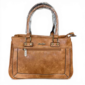 Cotton Road Handbag: Stylish KHAKI Brown PU Leather FRONT