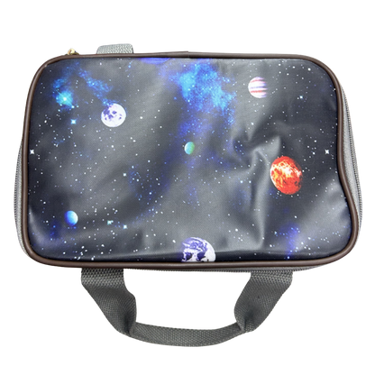 Cotton Road Kids Cooler Bag: DARK BLUE PVC Insulated Lunch Box with SPACE THEME TOP