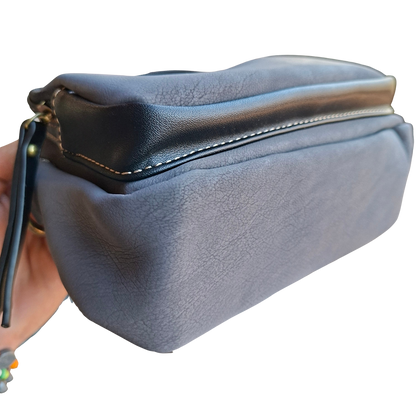 Cotton Road Sling Bag: BLACK Mini Crossbody with Branded Strap BOTTOM