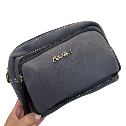 Cotton Road Sling Bag: BLACK Mini Crossbody with Branded Strap BRANDED